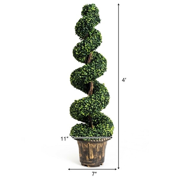 4 ft Artificial Boxwood Spiral Green Leaves Tree