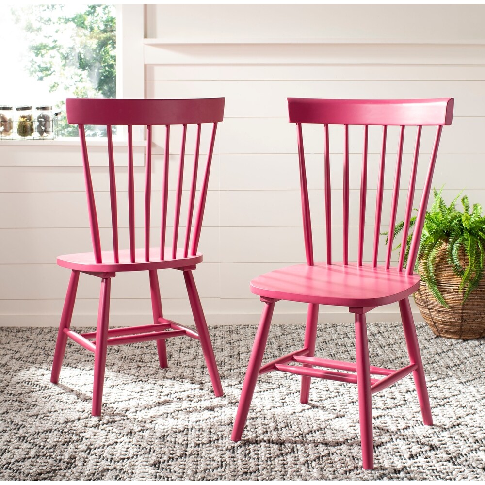 SAFAVIEH Dining Country Lifestyle Spindle Back Raspberry Dining Chairs (Set of 2)   20.5\