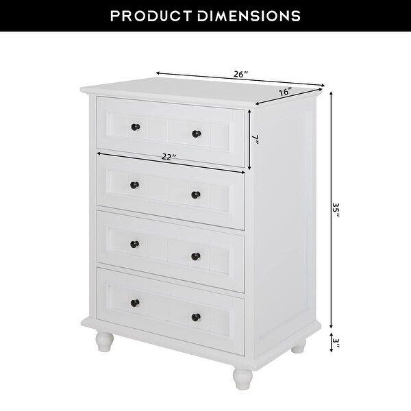 White 4 Drawer Dresser Tall Buffet Cabinet Bar Storage Cabinet for Dinning Room and Living Room - as picture - - 37668879