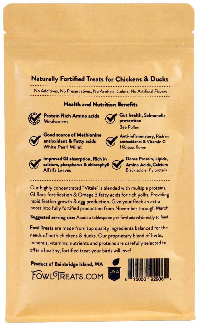 Fowl Treats Vitale Molt and Laying Flock Booster Bird Supplement， 16-oz bag