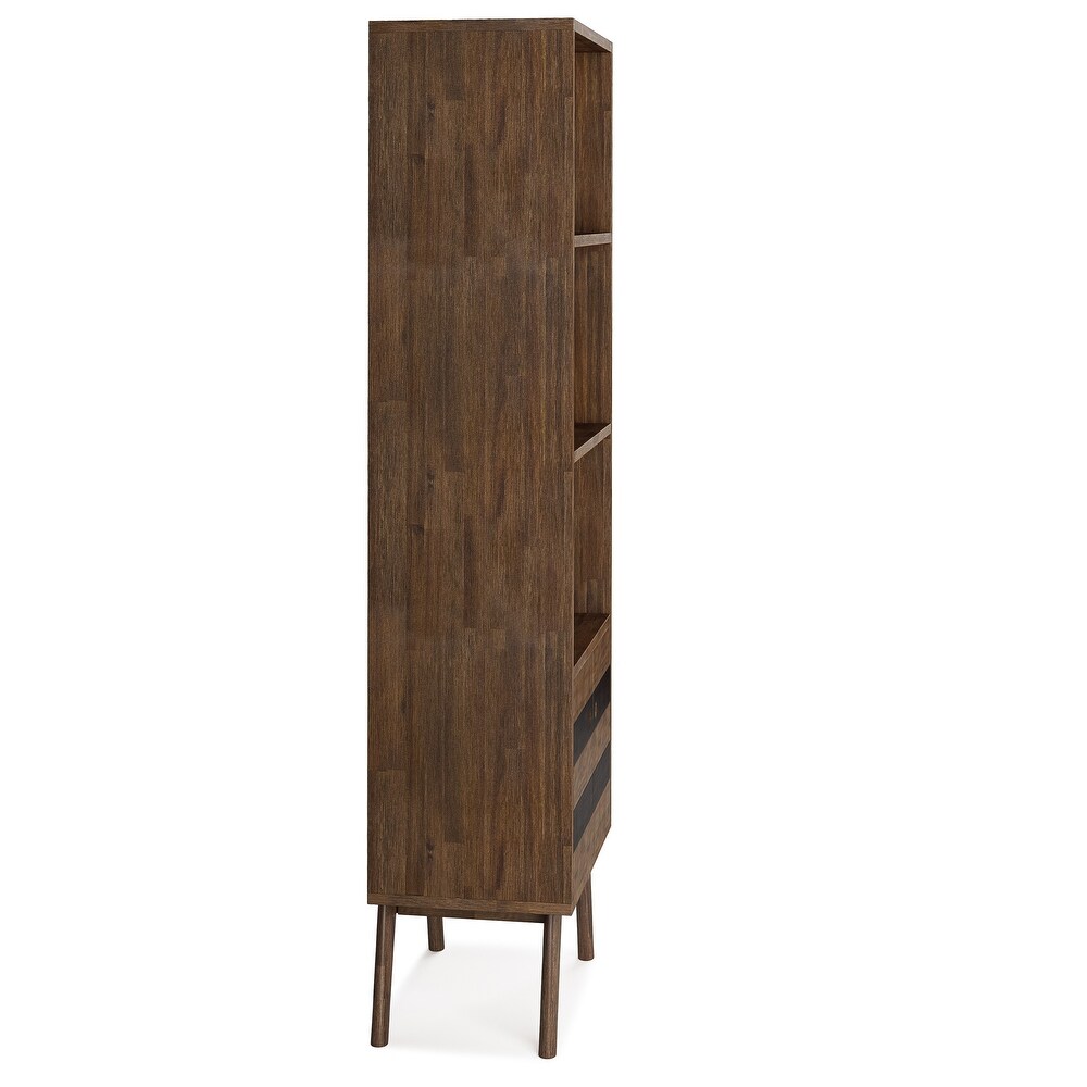 WYNDENHALL Wright SOLID ACACIA WOOD 70 inch x 22 inch Contemporary Bookcase with Storage in Rustic Natural Aged Brown