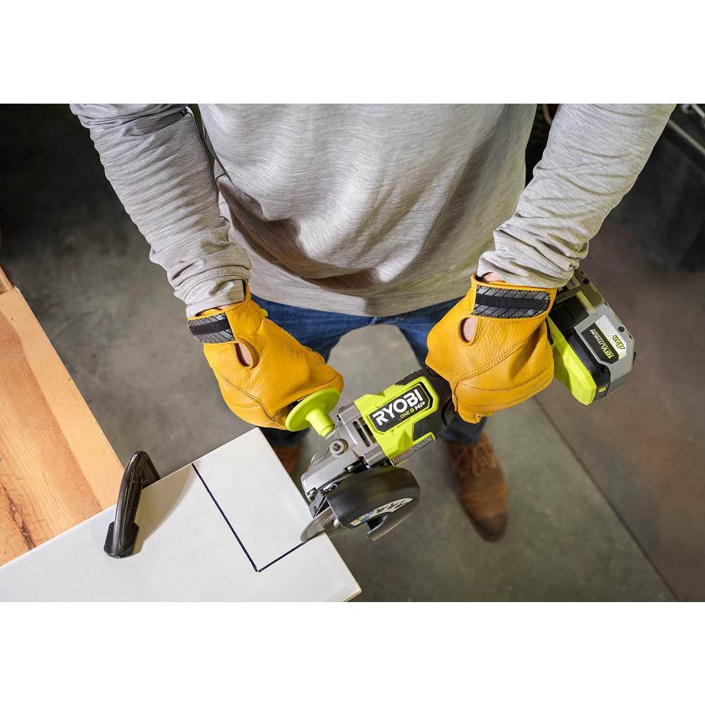 RYOBI ONE+ HP 18V Brushless Cordless 4-12 in. Angle Grinder with 2.0 Ah Battery and Charger PBLAG01B-PSK005