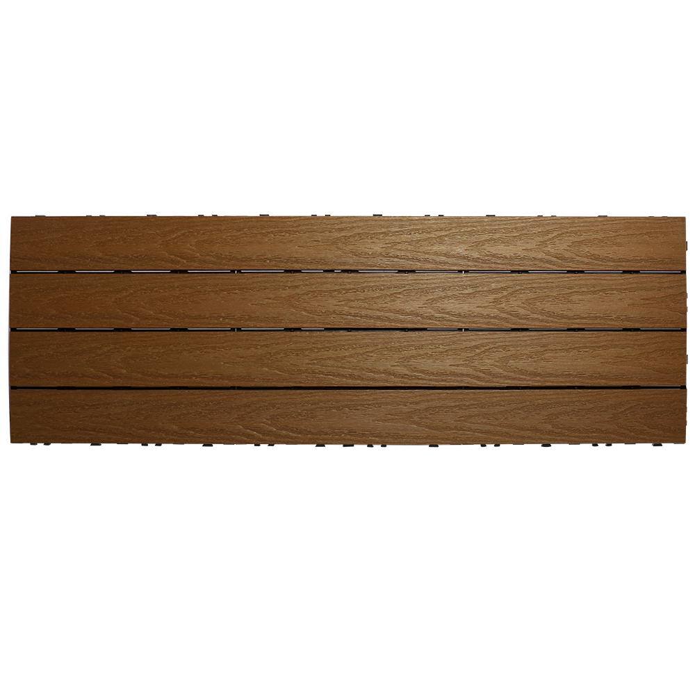 NewTechWood UltraShield Naturale 1 ft. x 3 ft. Quick Deck Outdoor Composite Deck Tile in Peruvian Teak (15 sq. ft. Per Box) US-QD-ZX-36-TK