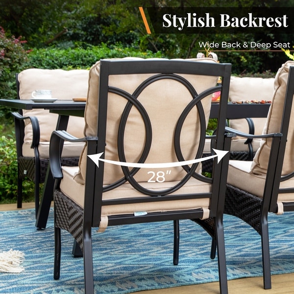 9/7Piece Patio Dining Set with 8/6 Rattan Swivel Chairs and a Expandable Dining Table