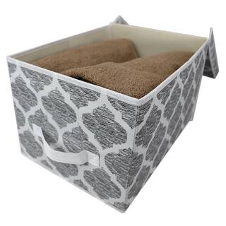 Home Basics 10 in. H x 15.75 in. W x 11.8 in. D Gray Fabric Cube Storage Bin HDC75248