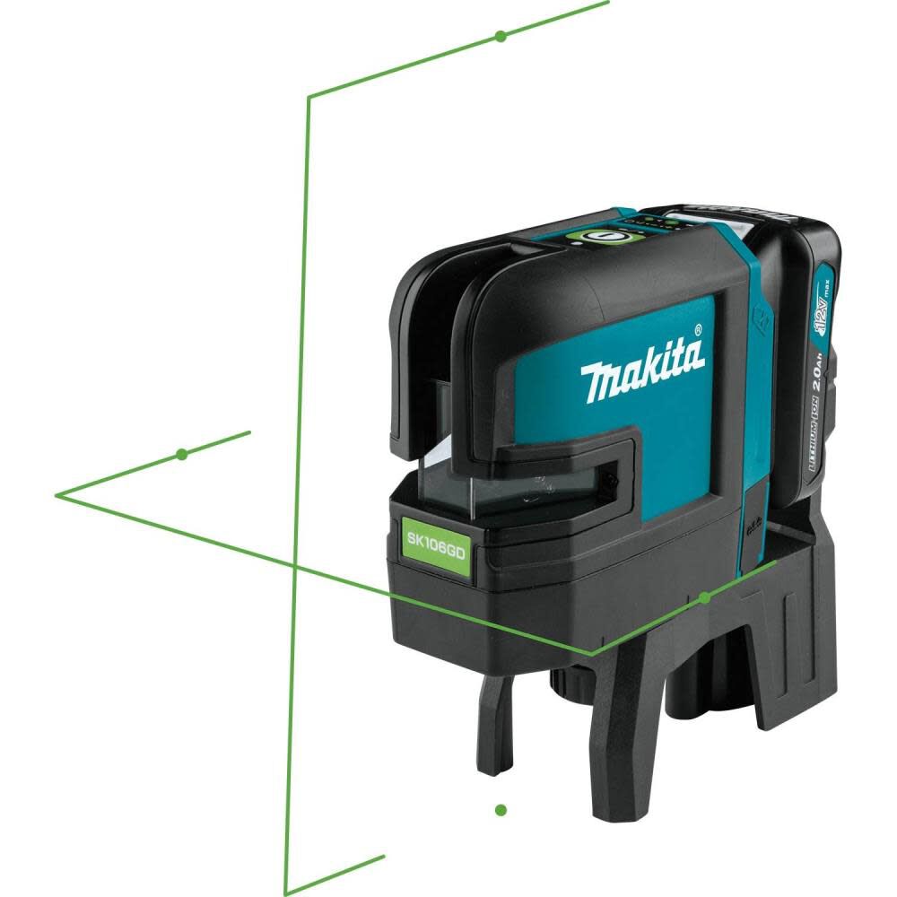 Makita 12V Max CXT Self-Leveling Cross-Line/4-Point Green Beam Laser Kit SK106GDNAX from Makita