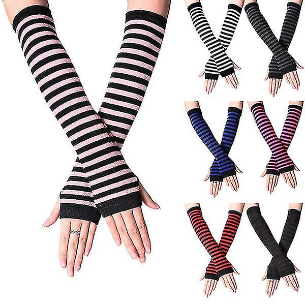 Women Mittens Winter Solid Color Wrist Arm Warmers Fingerless Gloves A)