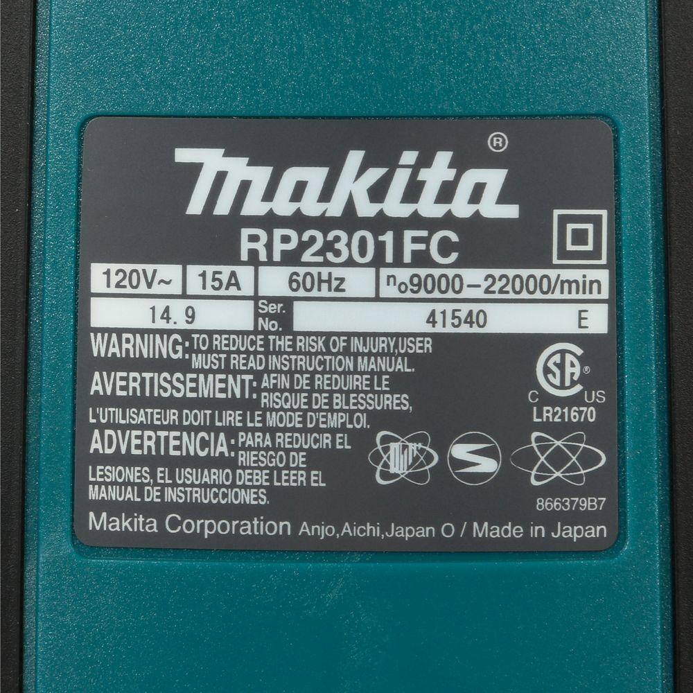 Makita 3-14 HP Plunge Router with Variable Speed RP2301FC