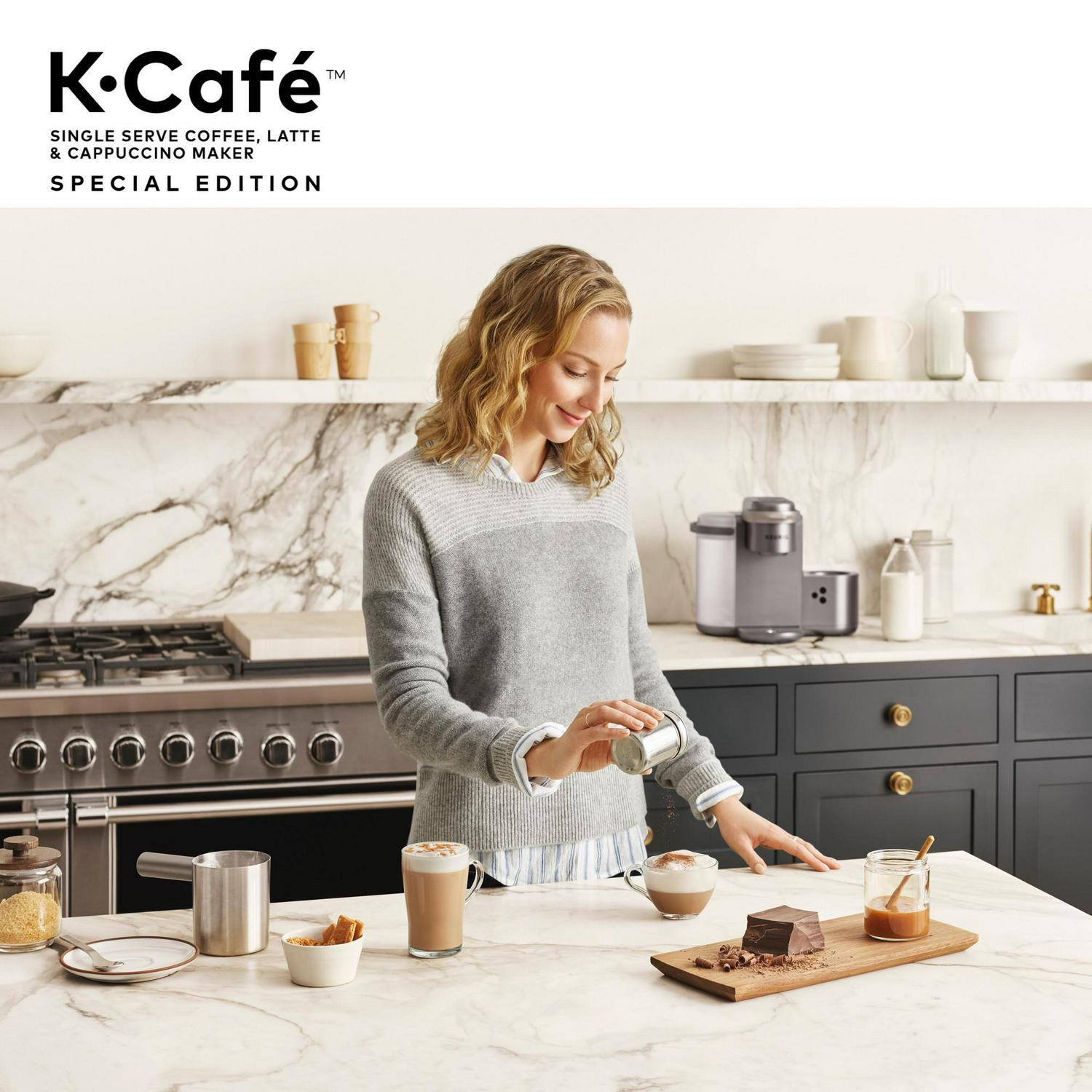 Keurig K-Cafe Special Edition Single Serve K-Cup Pod Coffee， Latte and Cappuccino Maker， Nickel