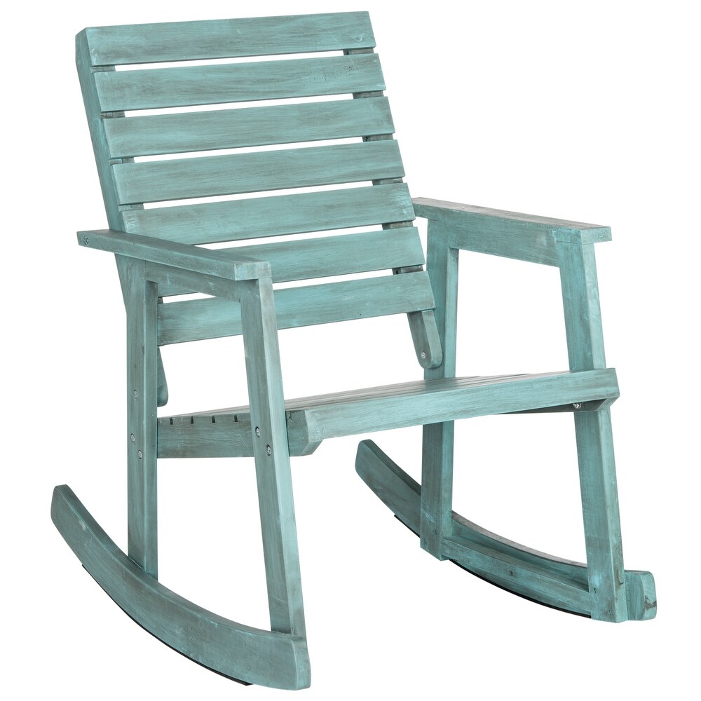 SAFAVIEH Outdoor Living Alexei Beach House Blue Rocking Chair   24.4\