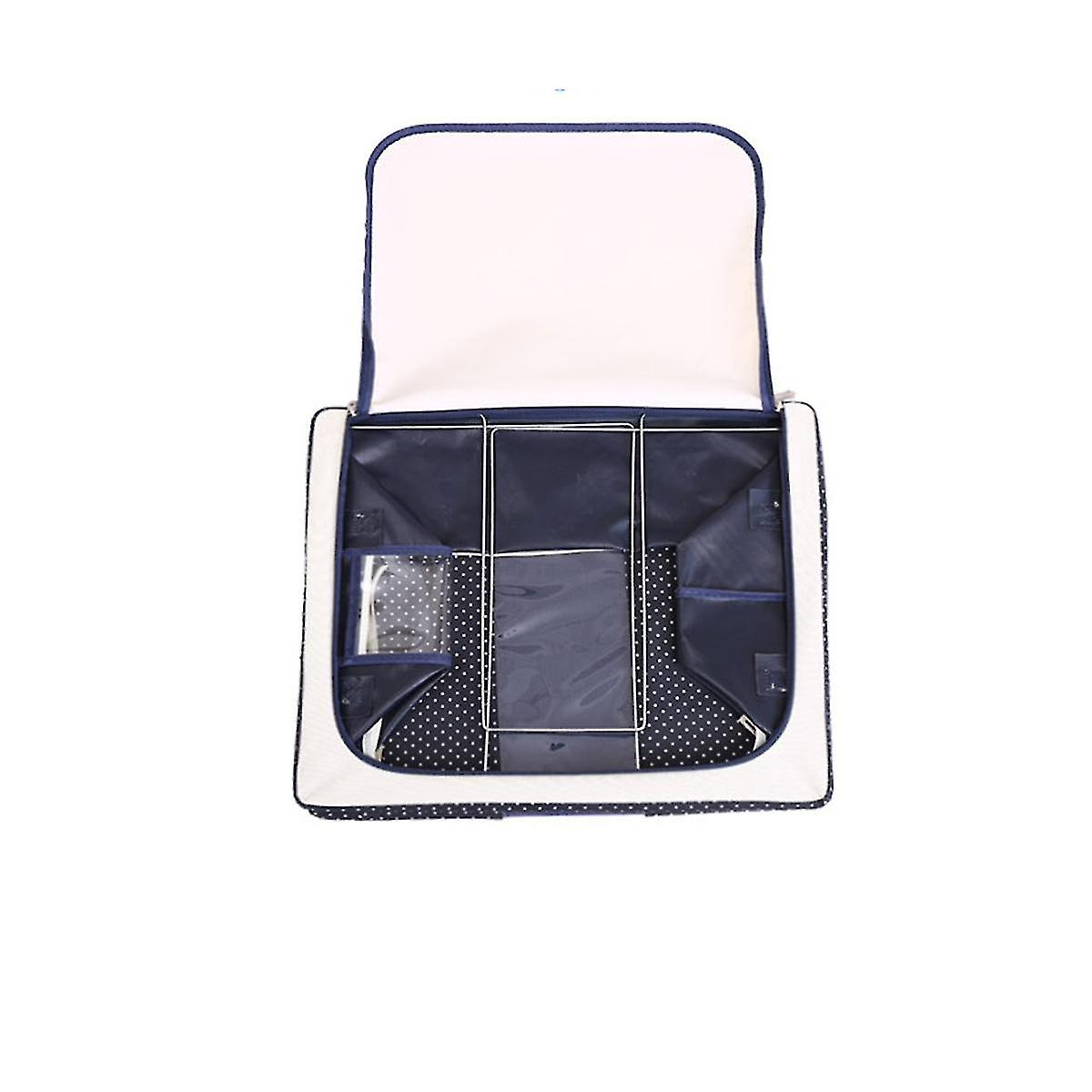 66l Oxford Fabric Clothing Storage Box With Steel Folding Bag Clear Zipper For Clothes