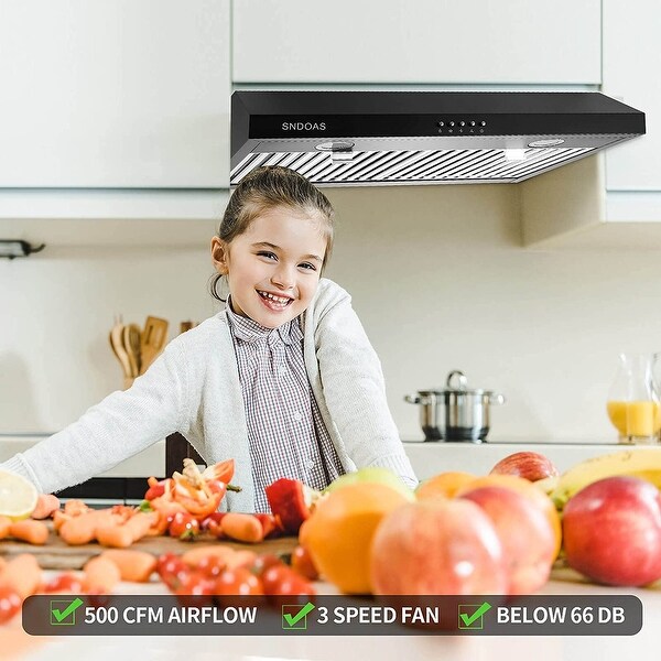 30 inch Under Cabinet Range Hood with 3 Way Venting 500 CFM Kitchen Vent Hood