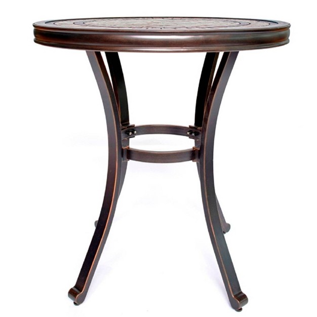 Tile Top Round Outdoor Table Bronze Wellfor