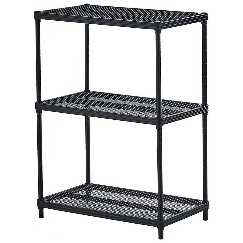 Design Ideas Meshworks 3 Tier Full-size Metal Storage Shelving Unit Rack， Black