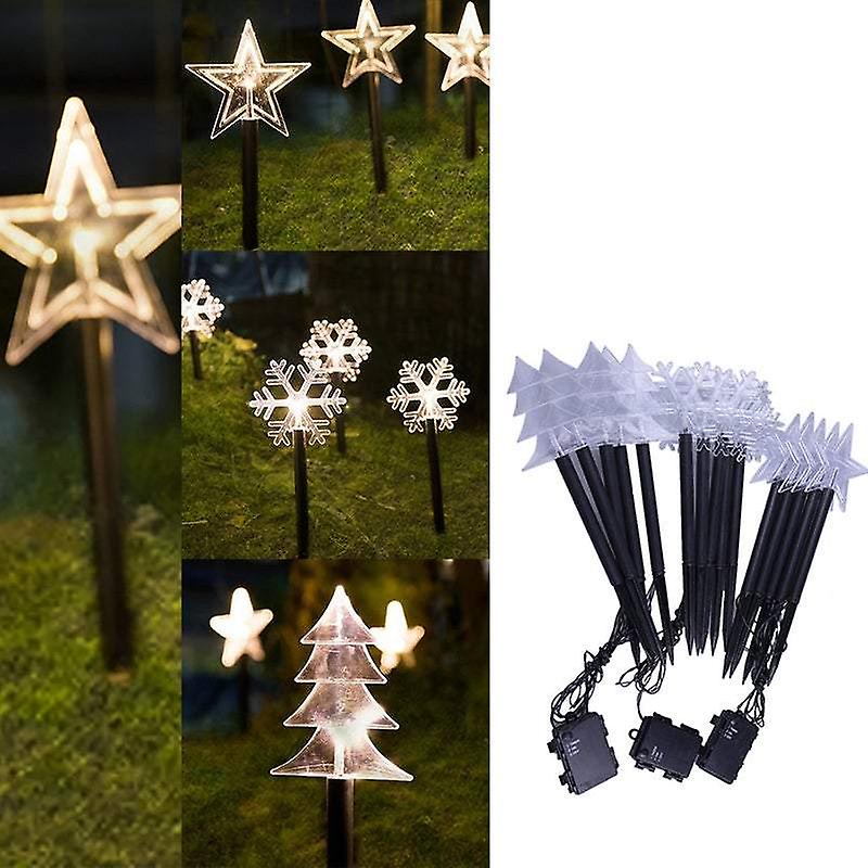 Garden Ground Lights Christmas Snowflake Star Tree Battery Powered