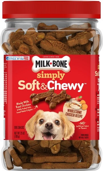 Milk-Bone Wholesome Chicken Recipe Simply Soft and Chewy Dog Treats， 25-oz bag