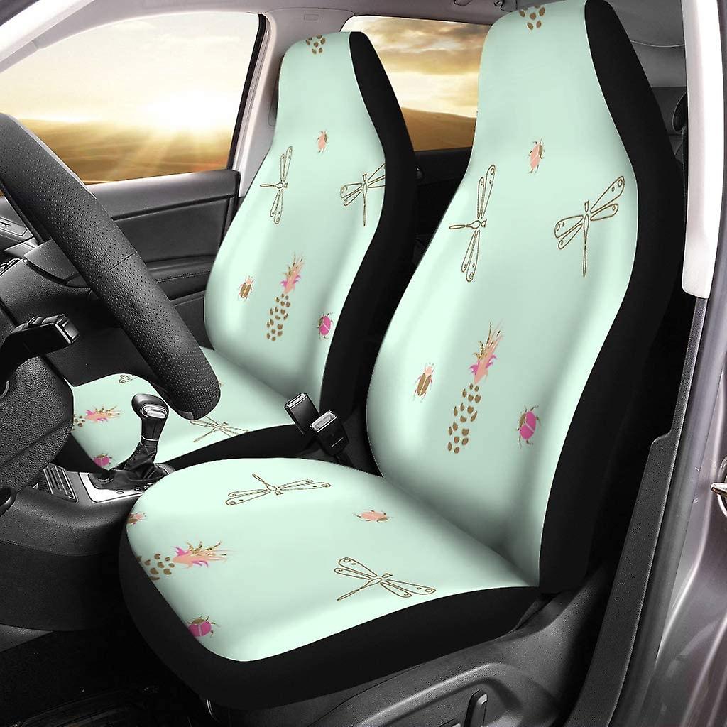 Set Of 2 Car Seat Covers Pineapple Dragonfly Seven Stars Ladybug Universal Auto Front Seats Protector Fits For Car，suv Sedan，truck