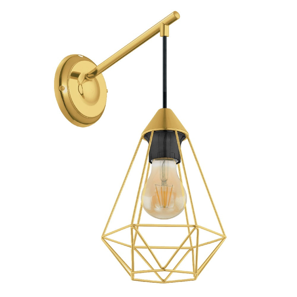 Eglo 43684 Tarbes Brushed Brass Wire Cage Shade Vintage Wall Light