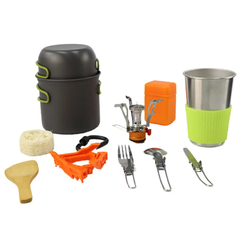 Camping Utensils Camping Cooking Utensils Kit with sauce pot  Camping and Travel  Pans for 1 2 People