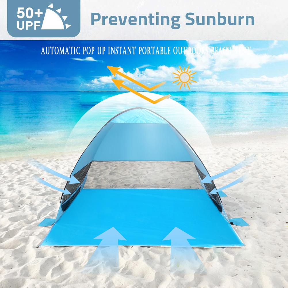 Beiou Automatic Beach Tent - UV Protection， Pop-up， Camping Tent for 2-3 People， Blue