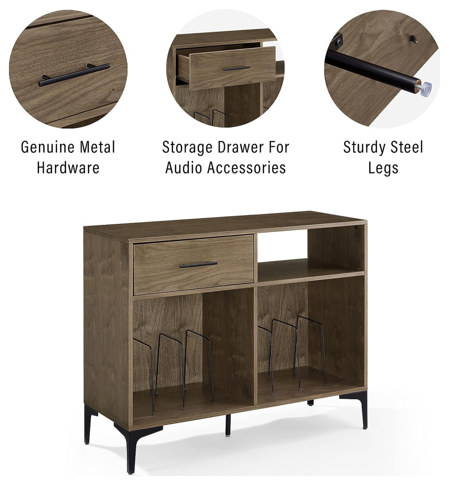 Sydney Record Storage Media Console Walnut   Industrial   Media Cabinets   by Pot Racks Plus  Houzz