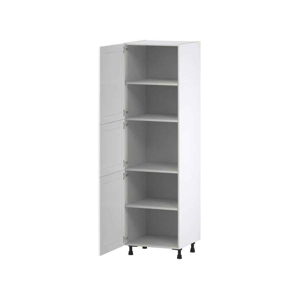 J COLLECTION Mancos Glacier White Shaker Assembled Pantry Kitchen Cabinet with 2 Doors (24 in. W x 84.5 in. H x 24 in. D) DST242484.5(LR)-MN