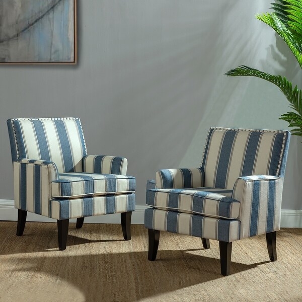 Akorda Classic Patterned Upholstered Nailhead Trim Armchairs Set of 2 by HULALA HOME