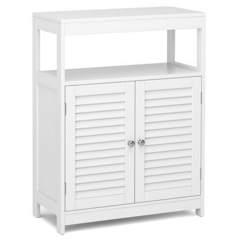 Freestanding Bathroom Floor Cabinet with Double Shutter Doors