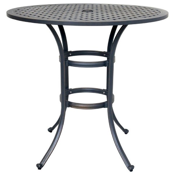 40 Inch Outdoor Patio Round Bar Table， Lattice Pattern， Desert Night