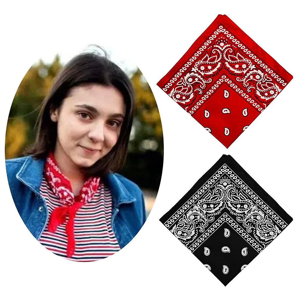 2 Pack Women Men Print Cowboy Bandana Head Wrap Neck Wristband Handkerchief