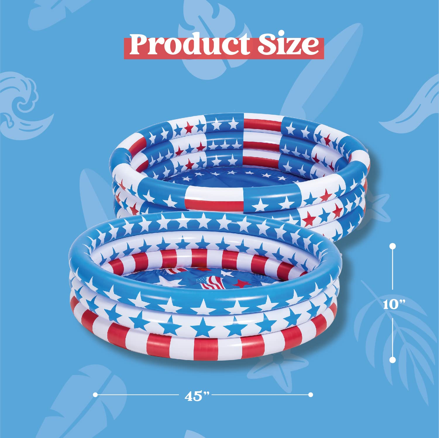 Clearance - 45in Inflatable Star American Flag Pool, 2 Pack