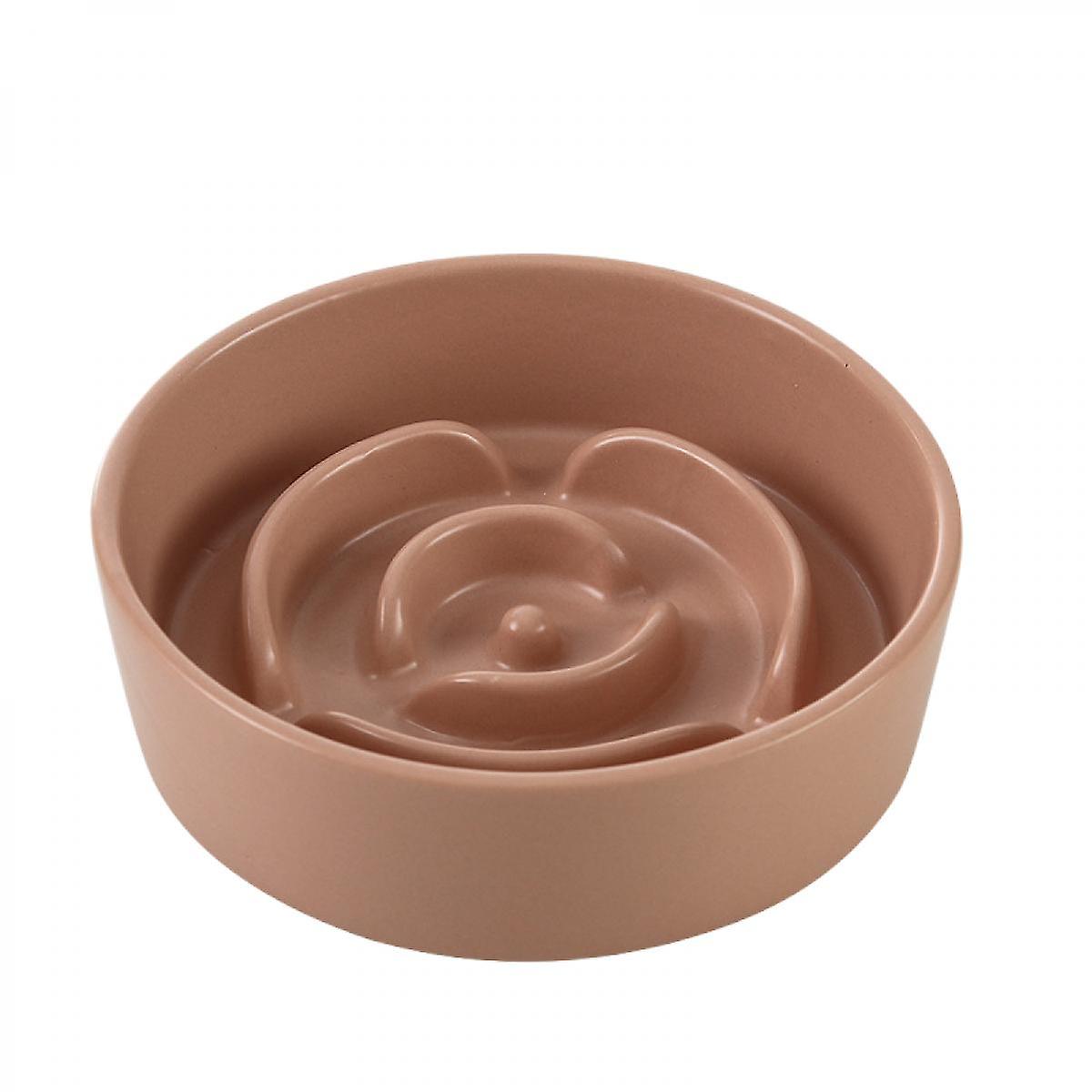 Pet Bowl Slow Food Bowl Ceramic Neck Guard Ceramic Eating Dog Food Bowl Pet Supplies 330ml (pink)