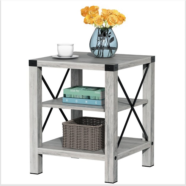 Trinity Modern Farmhouse Metal X Side Table 18 Inch Gray