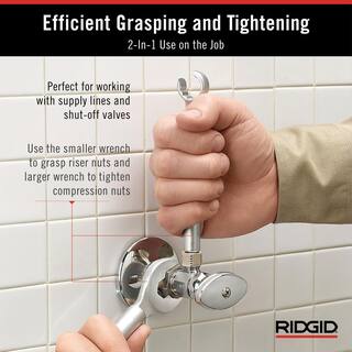 RIDGID One Stop Wrench for Angle Stops Straight Stops and Compression Couplings 2-in-1 Plumbing Wrench for Common Nut Sizes 27023