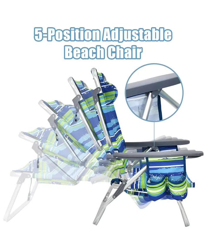 SUGIFT 2 Pieces Folding Backpack Beach Chair with Pillow