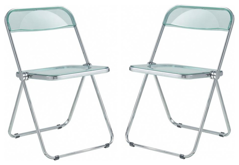 Leisuremod Lawrence Acrylic Folding Chair With Metal Frame  Set Of 2 Lf19G2   Contemporary   Folding Chairs And Stools   by clickhere2shop  Houzz