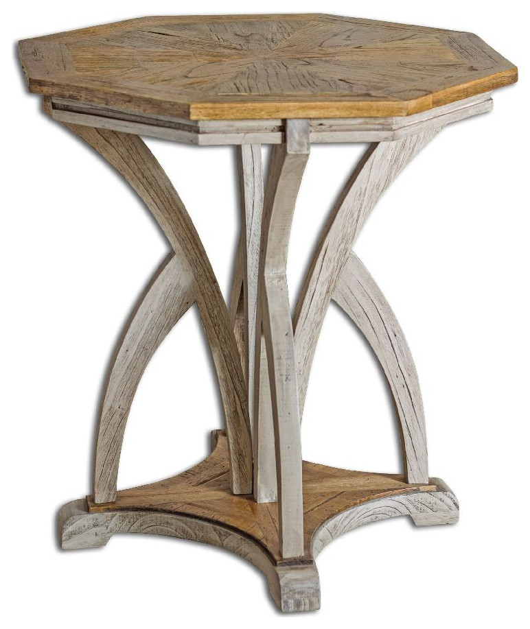 Uttermost Ranen 26 x 28 quotAged White Accent Table   Farmhouse   Side Tables And End Tables   by Designer Lighting and Fan  Houzz