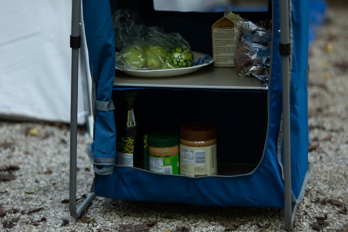 Ozark Trail 3Shelf Collapsible Cabinet with Table Top Blue 23  L x 19  W  Crowdfused