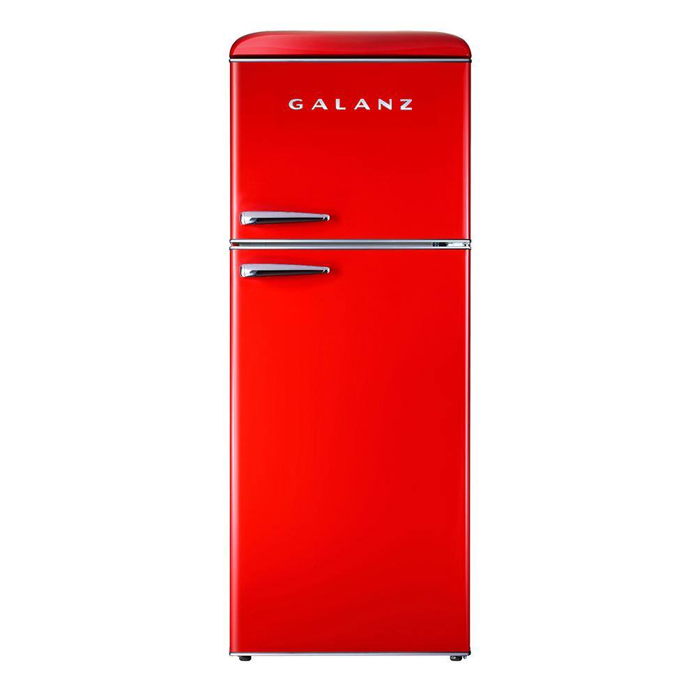 Galanz 10.0 cu. ft. Retro Top Freezer Refrigerator with Dual Door True Freezer Frost Free in Red GLR10TRDEFR