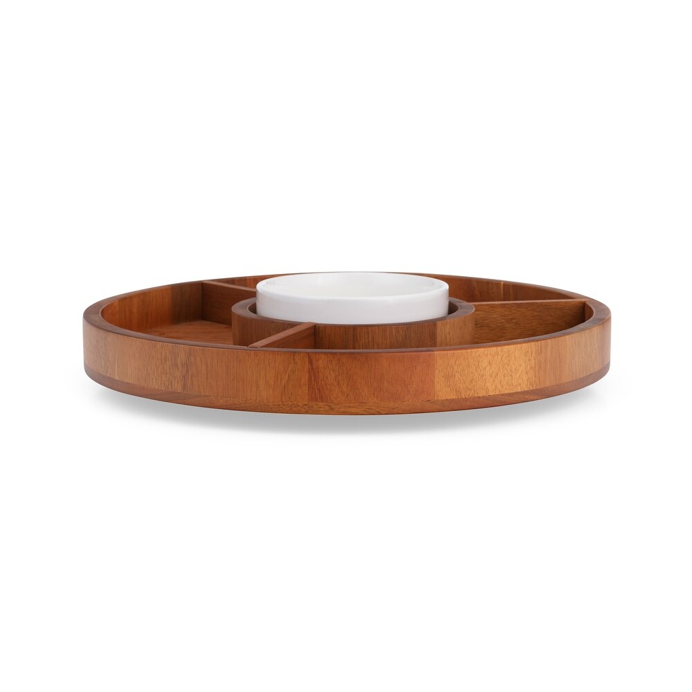 Nambe Duets Lazy Susan Crudite Tray and Bowl   Tray: 14\