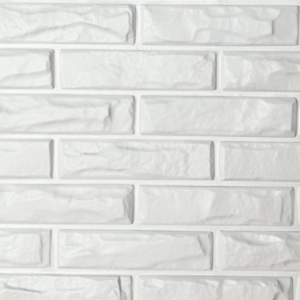 Art3dwallpanels 19.7 in. x 19.7 in. White PVC 3D Wall Panels Brick Wall Design (12-Pieces) A10hd039