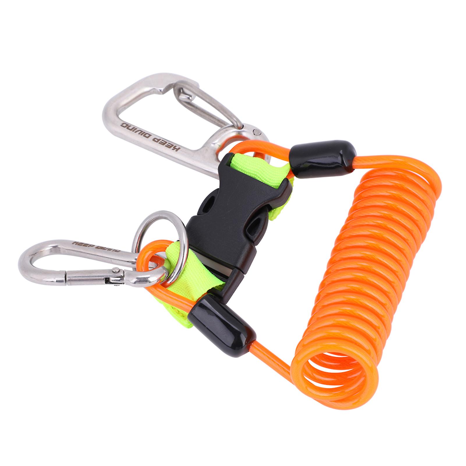 Keep Diving Anti Lost Spring Coil Lanyard Safety Emergency Tool With Quick Release (orange)