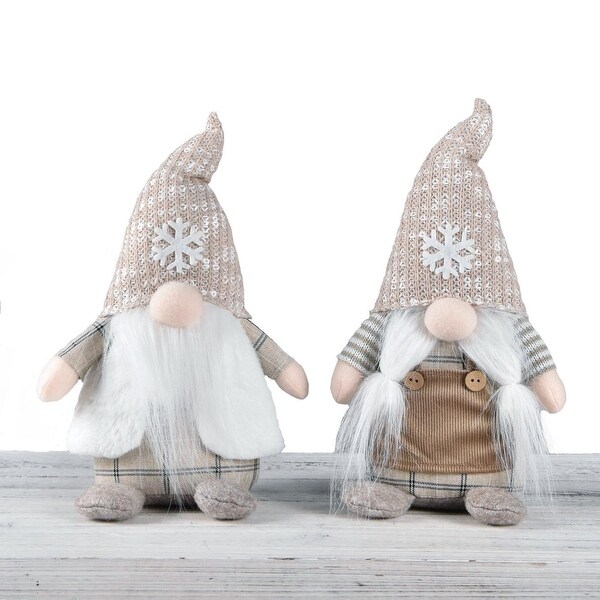 Set Of 2 AssortedHis And Her Gnomes With Snowflakes On Hats Figurine