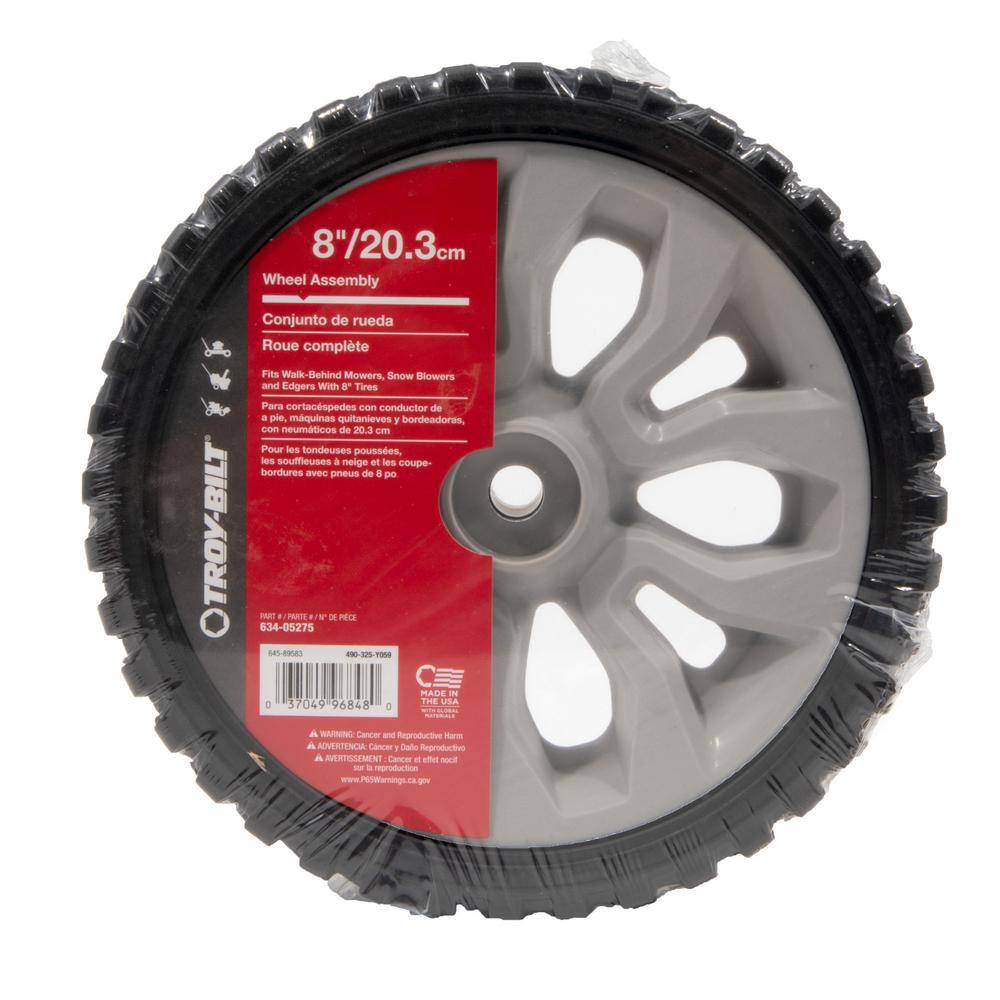 Troy-Bilt Original Equipment 8 in. Wheel Assembly for Select Walk Behind Lawn Mowers OE# 634-05275 490-325-Y059