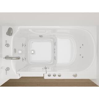 Universal Tubs HD Series 53 in. Left Drain Quick Fill Walk-In Whirlpool Bath Tub with Powered Fast Drain in White HD3053LWH