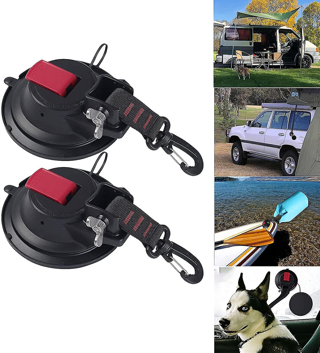 Miman Suction Cup Camping Set， 2 X Suction Cups Anchor Suction Hooks Extra Strong Up To 20 Kg - Car Tensioner Multifunctional Suction Cup Holder With