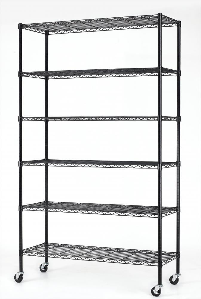 HSS 6 Shelf Wire Shelving Unit Black 48