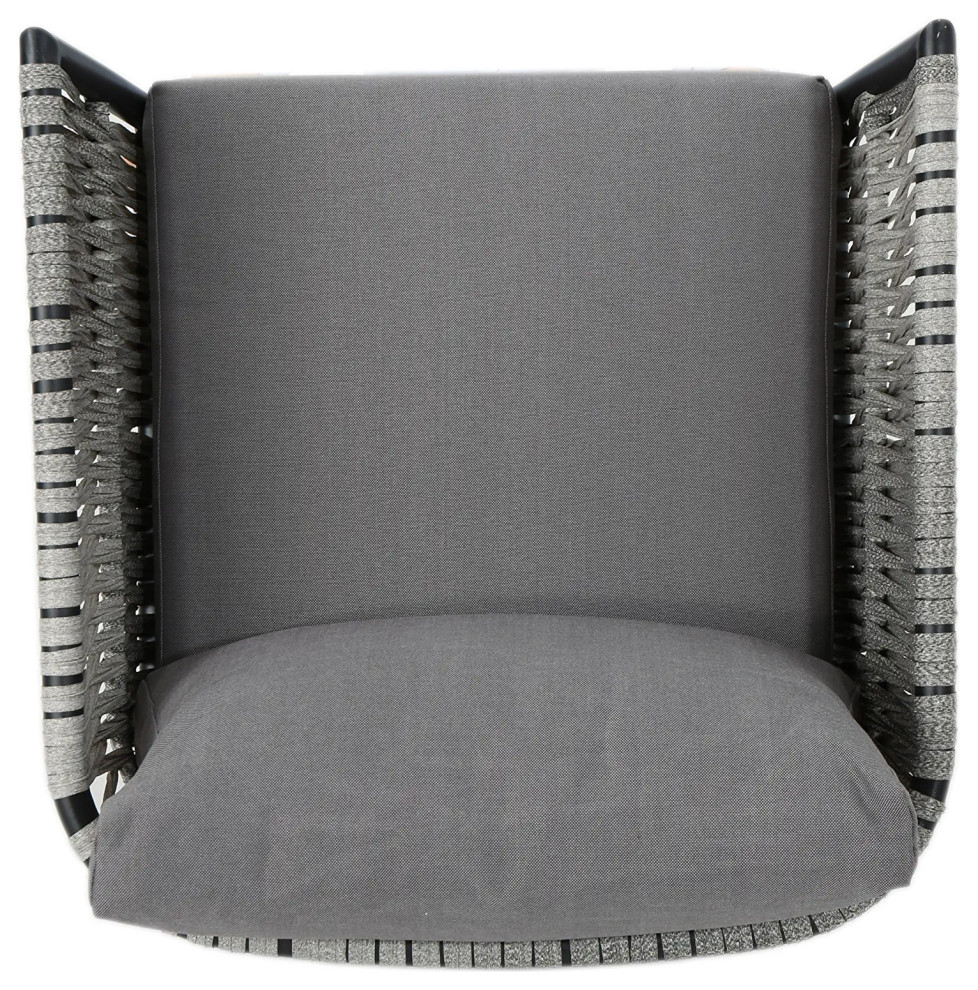 2 Pack Patio Chair  Rustproof Aluminum Frame With Wicker Sides  Light Dark Gray   Midcentury   Outdoor Lounge Chairs   by Decor Love  Houzz