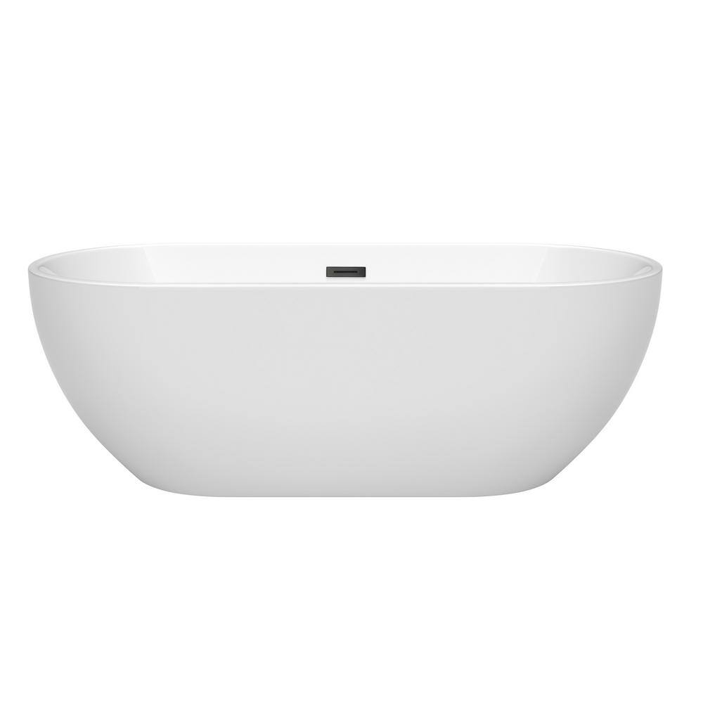 Wyndham Collection Brooklyn 67 in. Acrylic Flatbottom Bathtub in White with Matte Black Trim WCOBT200067MBTRIM