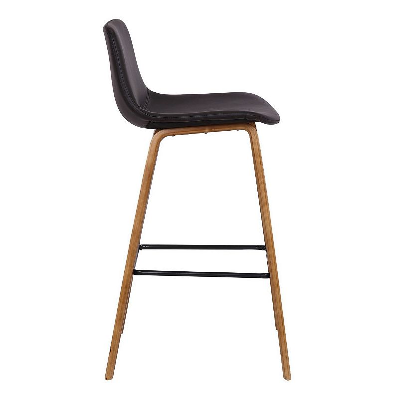 35 Inch Wooden Barstool with Leatherette Seat， Brown